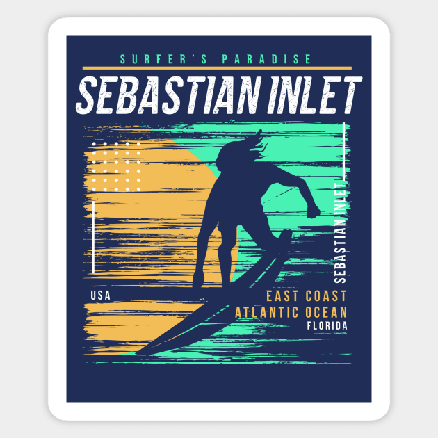 Retro Surfing Sebastian Inlet, Florida // Vintage Surfer Beach // Surfer's Paradise Sticker by Now Boarding